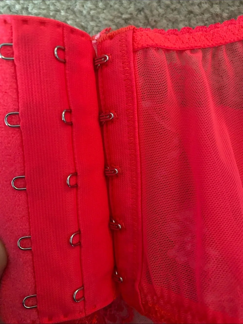 Victoria’s Secret size medium hot pink lace trimmed garter